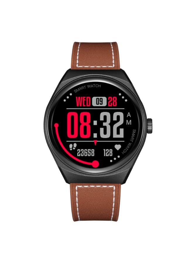 Kenneth Scott Smart Watch Round Black silicon strap with interchangeable Brown leather strap 47.2mm