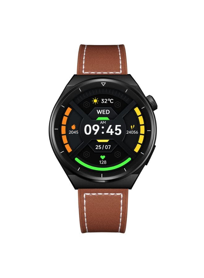 Kenneth Scott Smart Watch Round Black silicon strap with interchangeable Brown leather strap 46.2mm