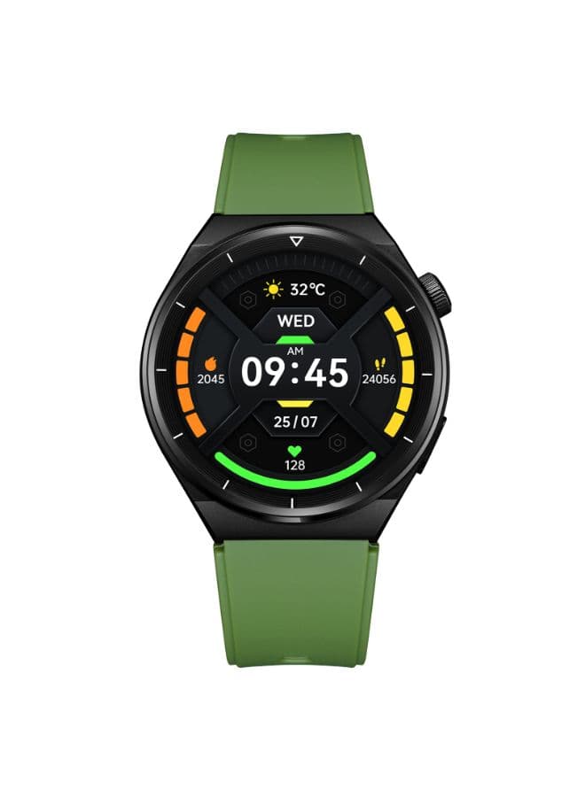 Kenneth Scott Smart Watch Round Black silicon strap with interchangeable Green Silicon strap 46.2mm
