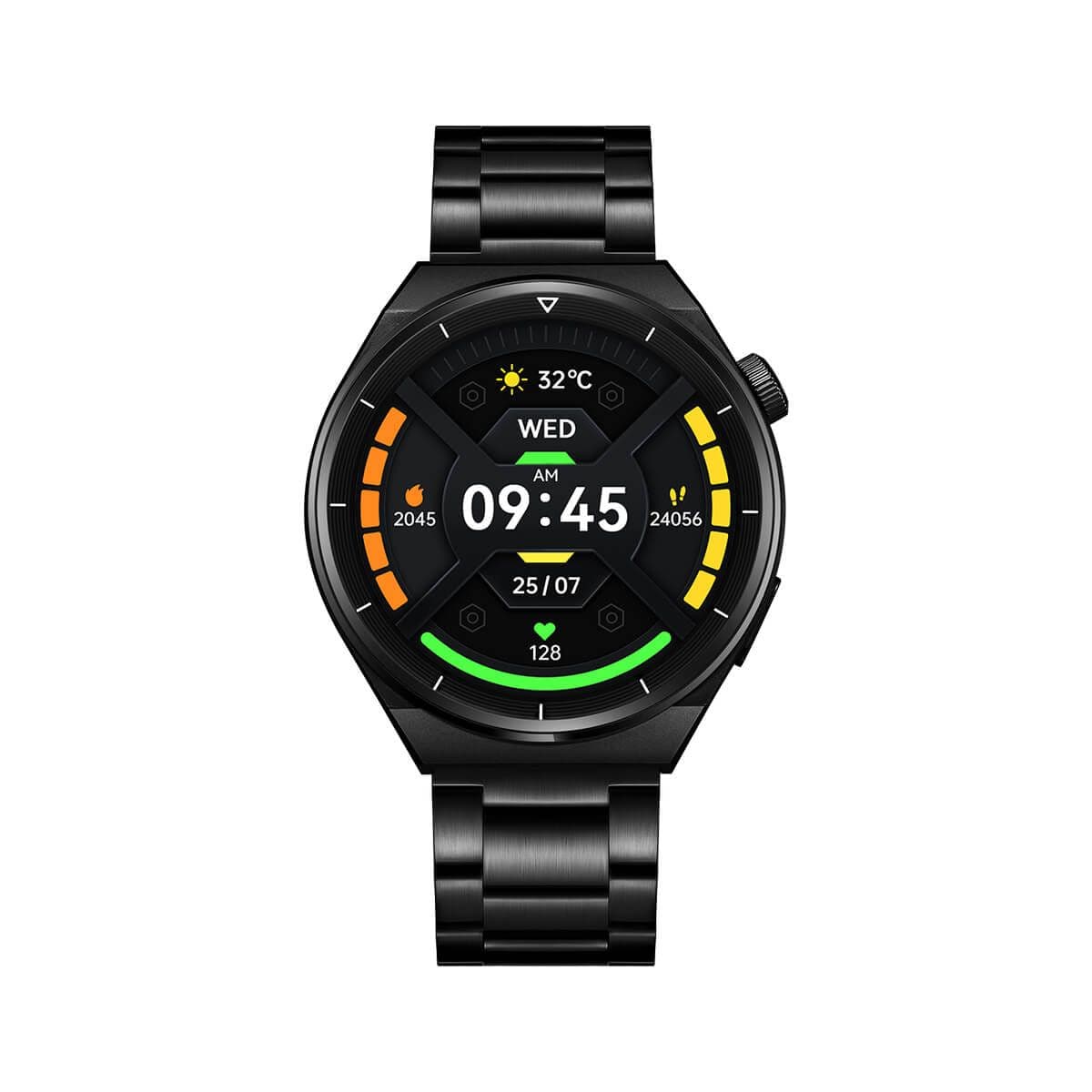 Kenneth Scott Smart Watch Round Black silicon strap with interchangeable Gun Metal Strap 46.2mm