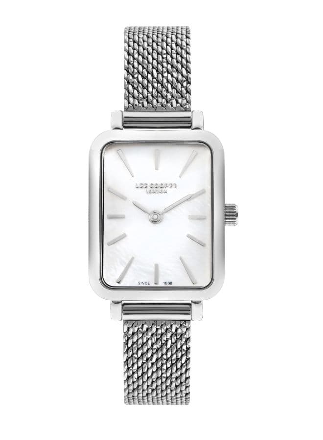 Lee Cooper Ladies 2H Fn Silver Case Silver MESH Band MOP Dial