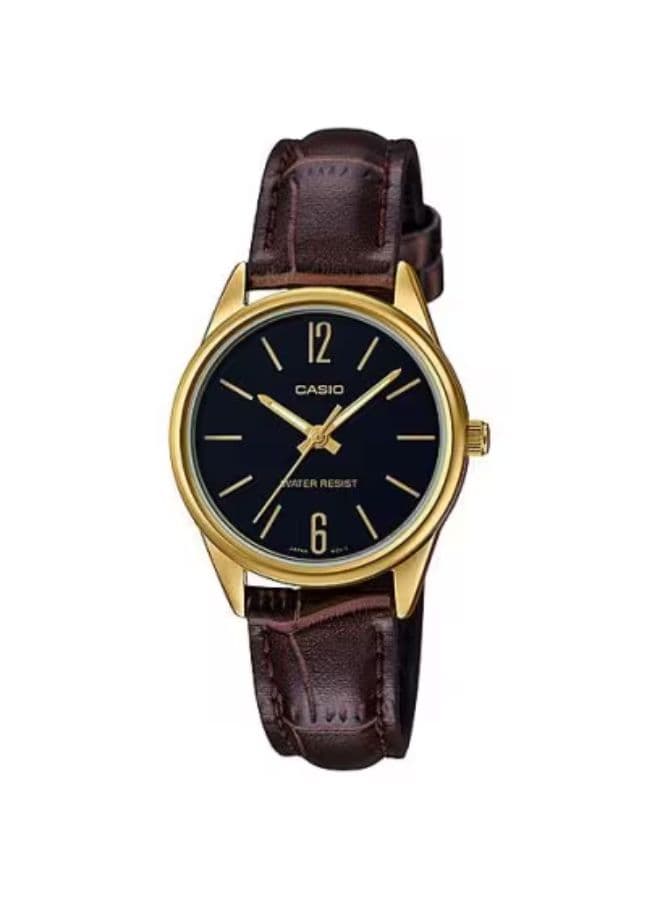 Casio Men's Watch, Analog Display and Leather Strap - LTP-V005GL-1B