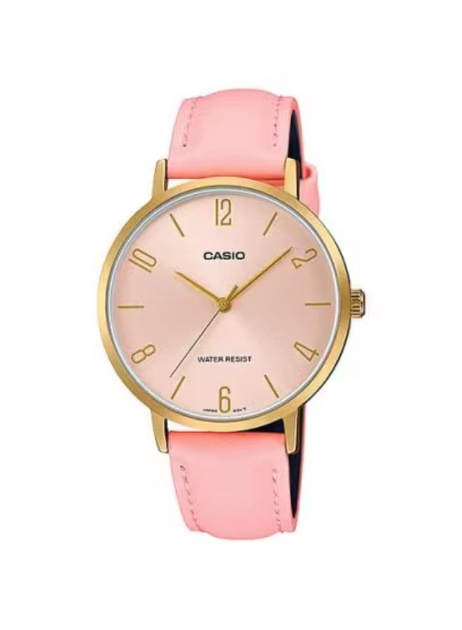 Casio Women's Watch, Analog Display and Leather Strap - LTP-VT01GL-4BUDF