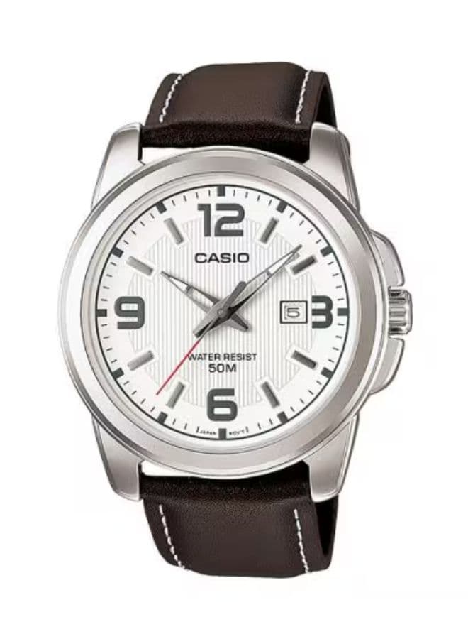 Casio Men's Watch, Analog Display and Leather Strap - MTP-1314L-7A