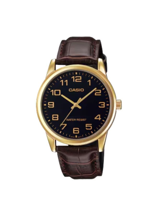 Casio Men's Watch, Analog Display and Leather Strap - MTP-V001GL-1B