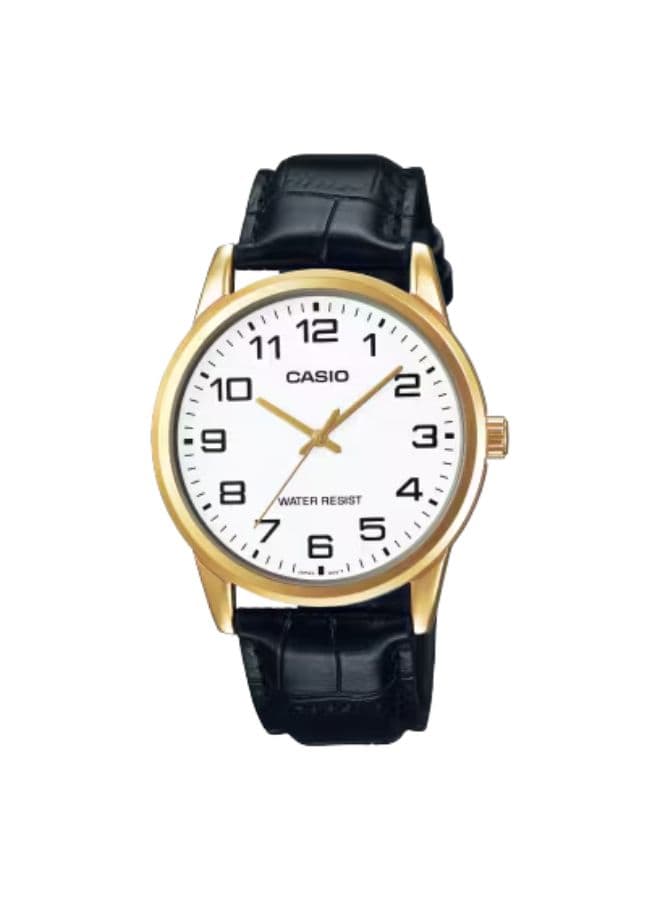 Casio Men's Watch, Analog Display and Leather Strap - MTP-V001GL-7B