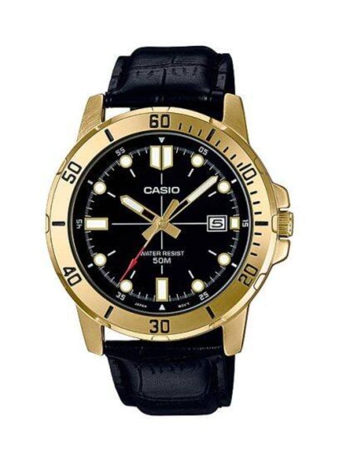 Casio Men's Watch, Analog Display and Leather Strap - MTP-VD01GL-1E