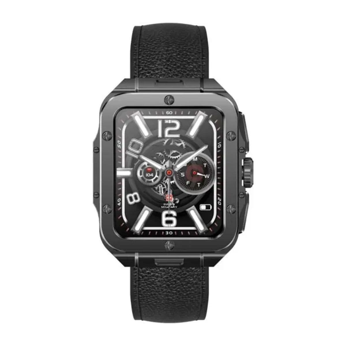 Swiss Military ALPS 2 Gun Metal Frame Black leather Strap