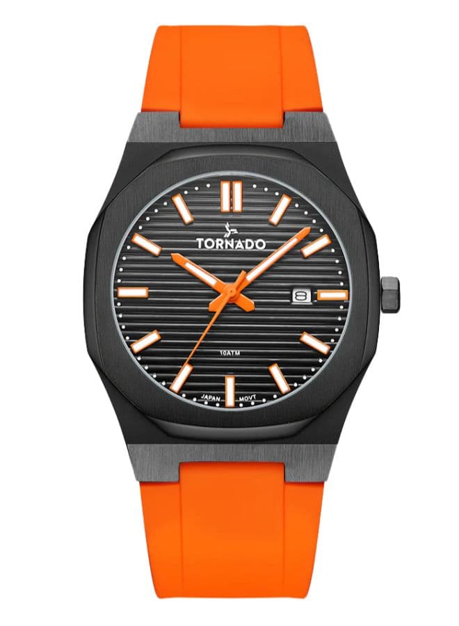 Tornado Spectra Men's Japan Quartz Movement Watch, Analog Display and Silicone Strap - T22002-BSOB