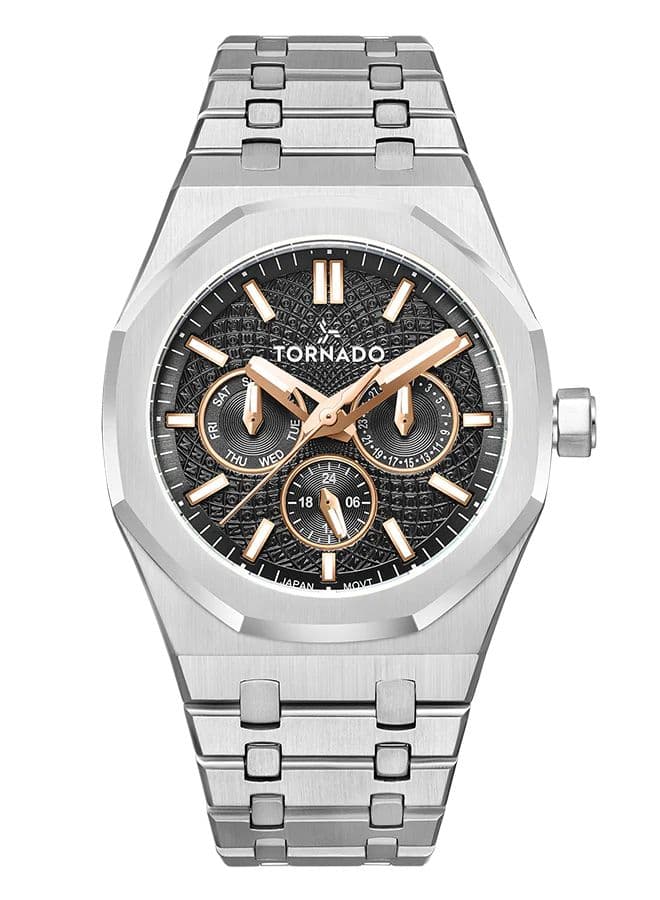 Tornado Aurora Nova Men's Miyota 6P29 Movement Watch, Multi Function Display and Stainless Steel Strap - T23104-SBSBK