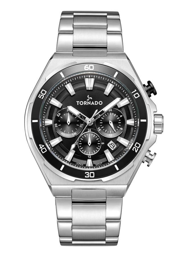 Tornado Stellar X Men's JP25 Movement Watch, Multi Function Display and Stainless Steel Strap - T24104-SBSB