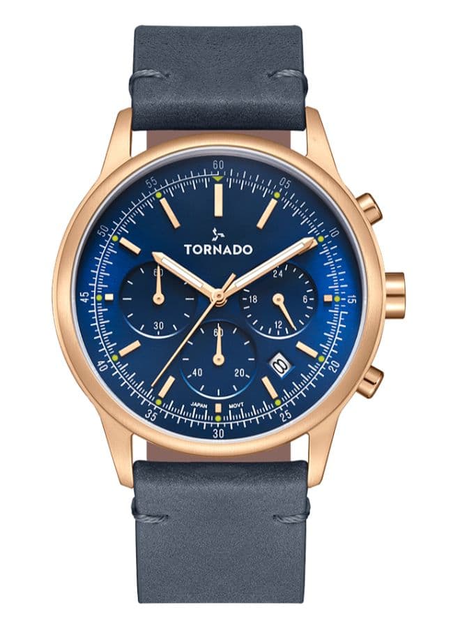 Tornado Classic Men's VD53 Movement Watch, Multi Function Display and Leather Strap - T24108-RLNN