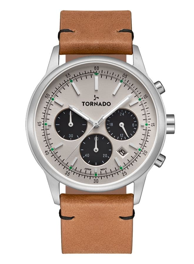 Tornado Classic Men's VD53 Movement Watch, Multi Function Display and Leather Strap - T24108-SLEI