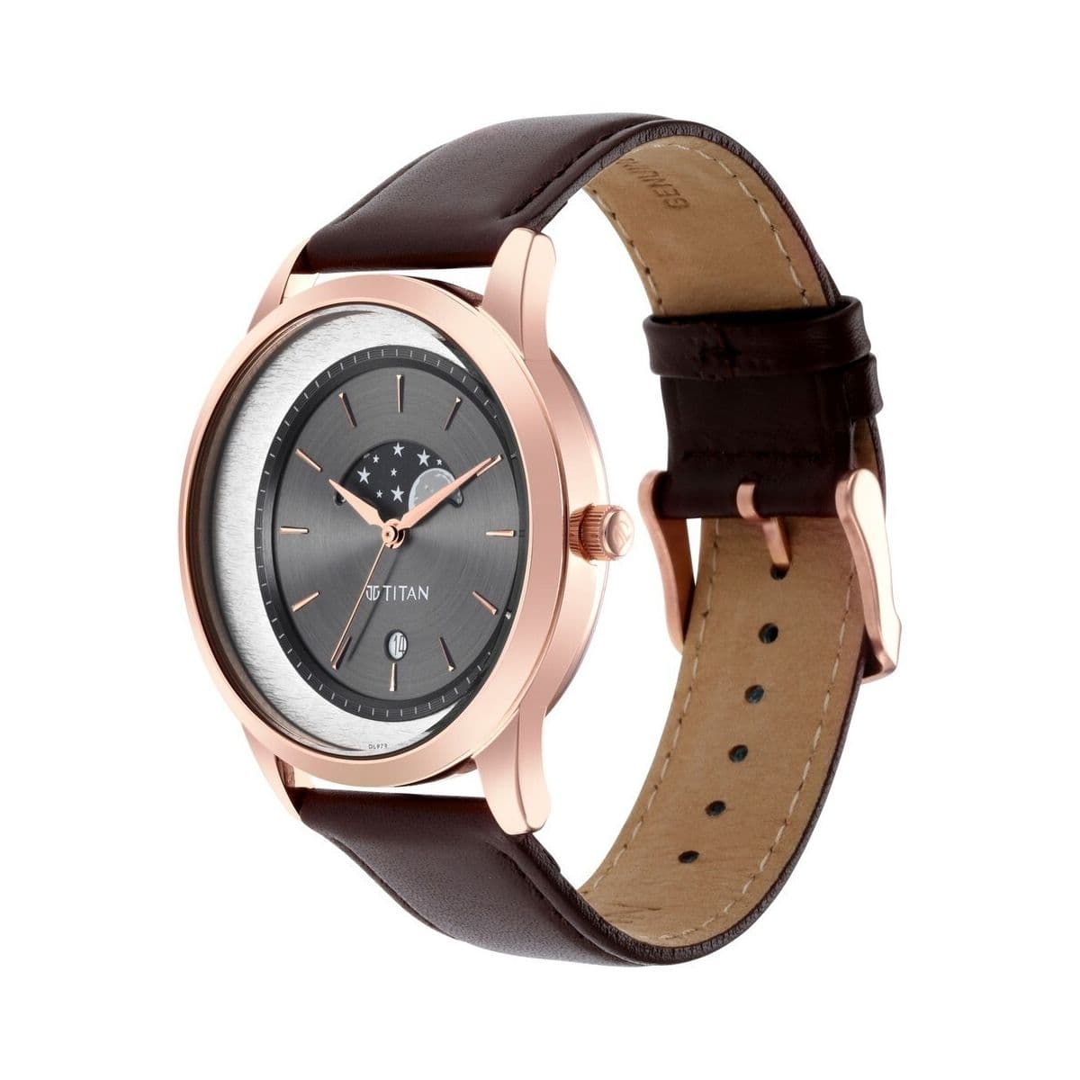 Titan Crescent Quartz Analog Leather Strap watch for Men
