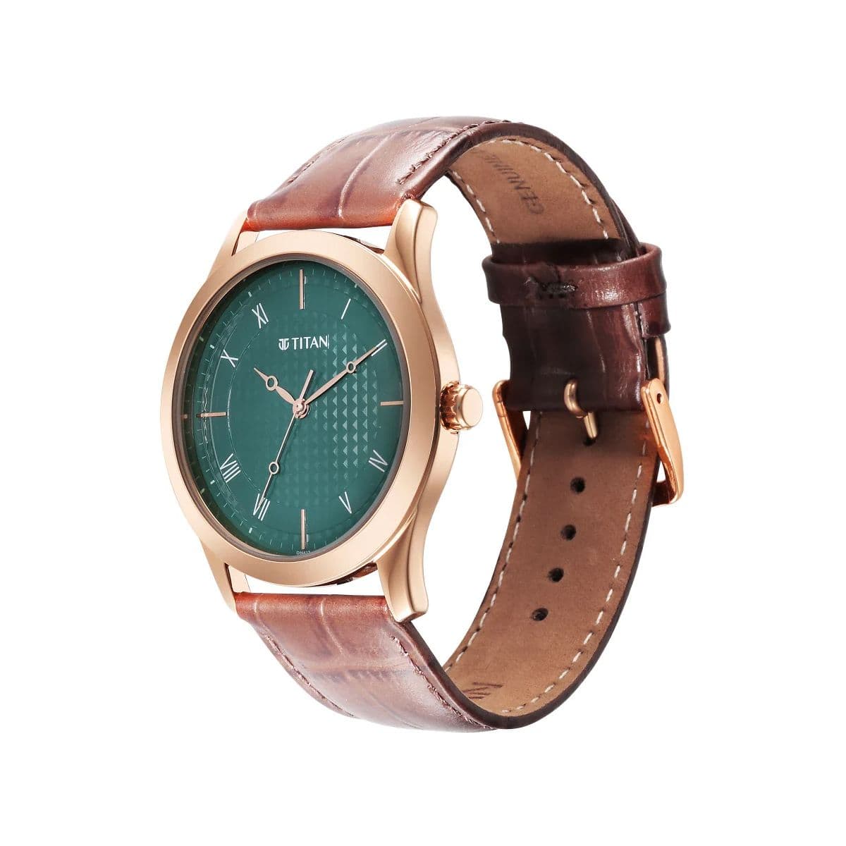 Titan Karishma Green Dial Analog Leather Strap Watch for Men