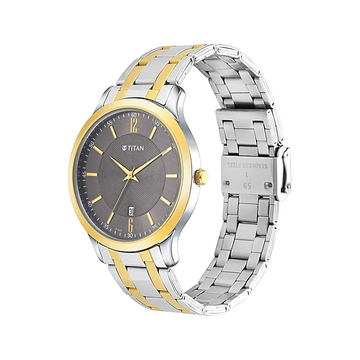 Titan Analog with Date Brown Dial Metal Strap watch for Men