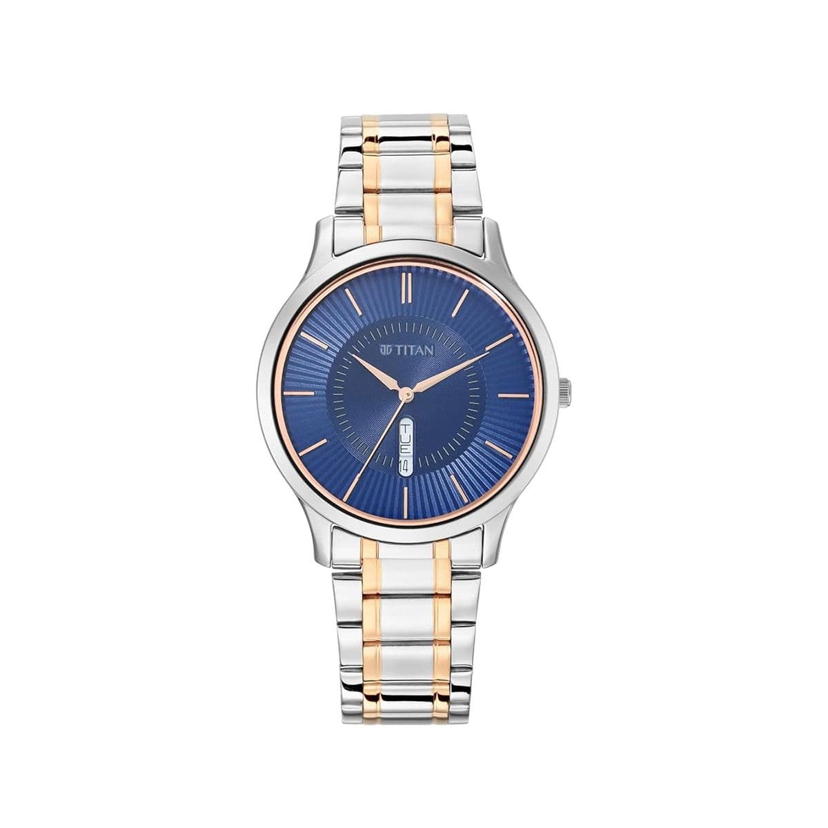 Titan Lagan Blue Dial Analog with Day and Date Metal Strap for Men