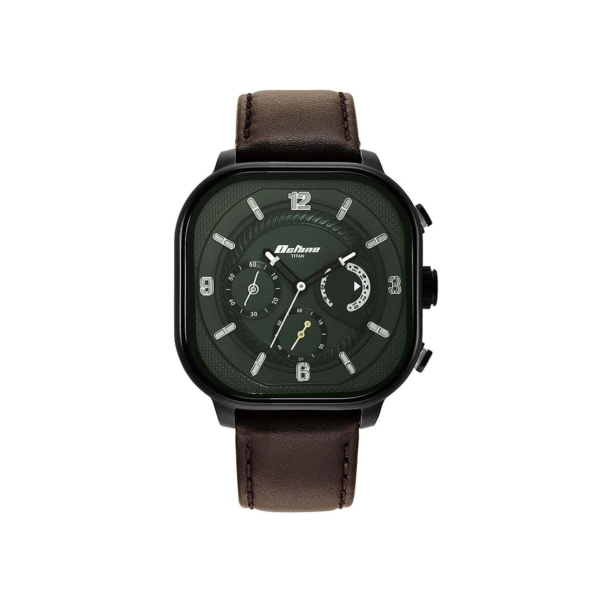 Titan Octane Aerobatics Green Dial Chronograph Leather Strap watch for Men