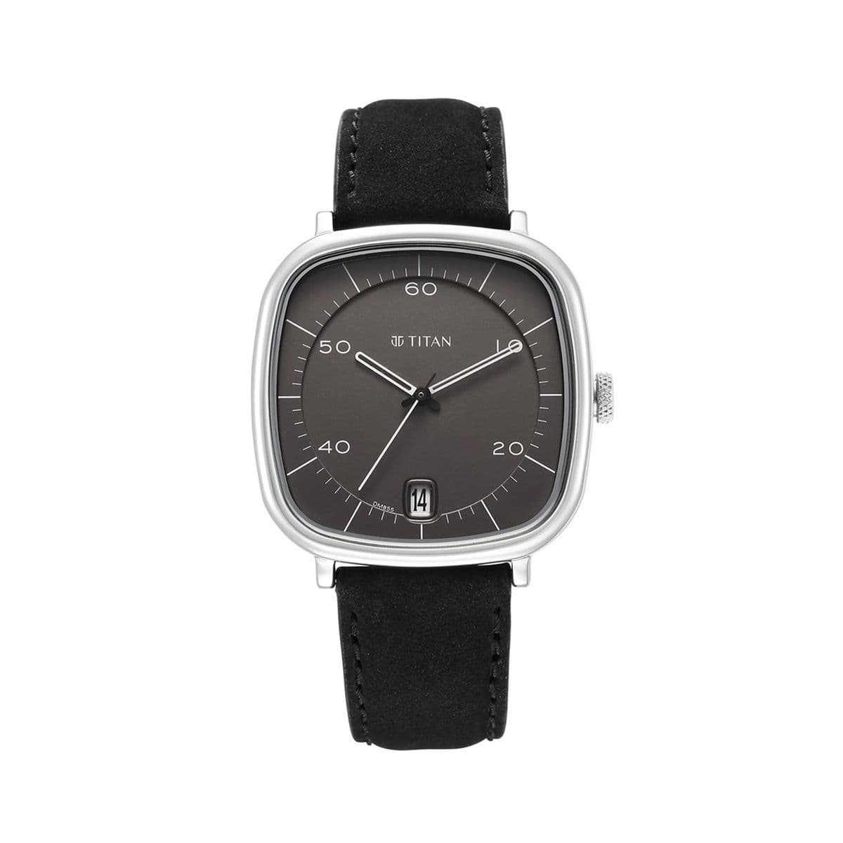 Titan Neo Curve Quartz Analog with Date Anthracite Dial Black Leather Strap Watch for Men