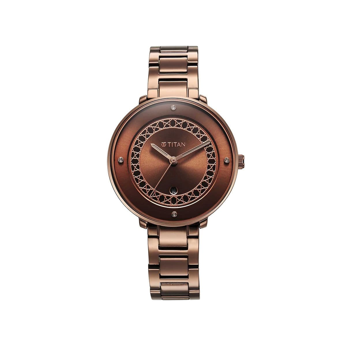 Titan Marhaba Brown Dial Analog Stainless Steel Strap watch for Women