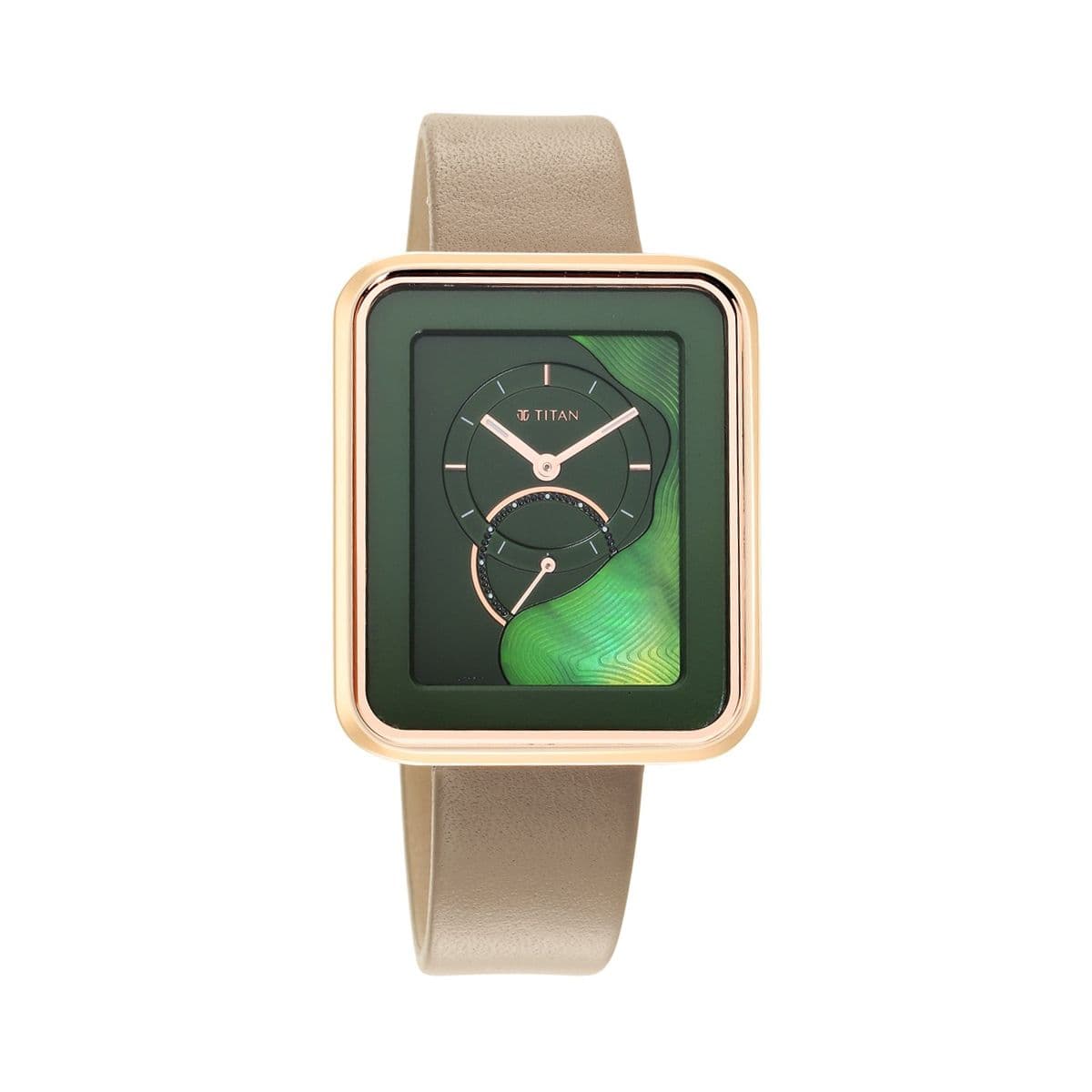 Titan Wander Green MOP Analog Leather Strap watch for Women
