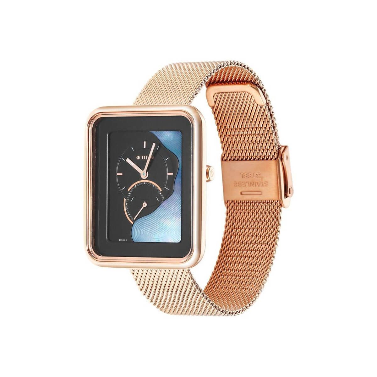 Titan Raga Power Pearls Quartz Analog Mother of Pearl Round Shaped Dial Rose Gold Metal Strap Watch For Women