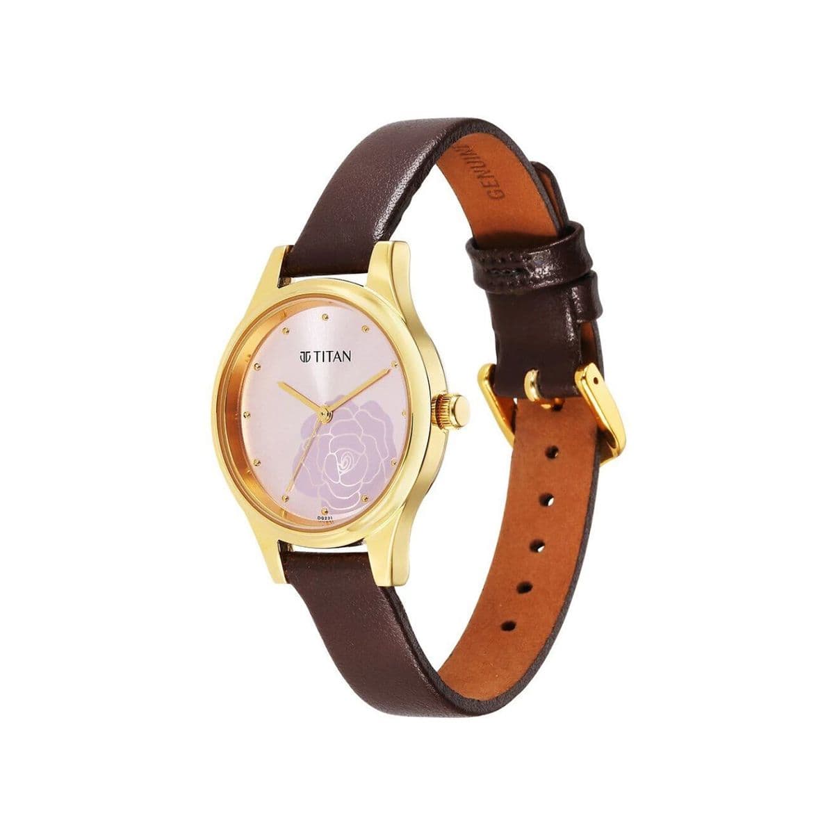 Titan Karishma Quartz Analog Pink Leather Strap for Women