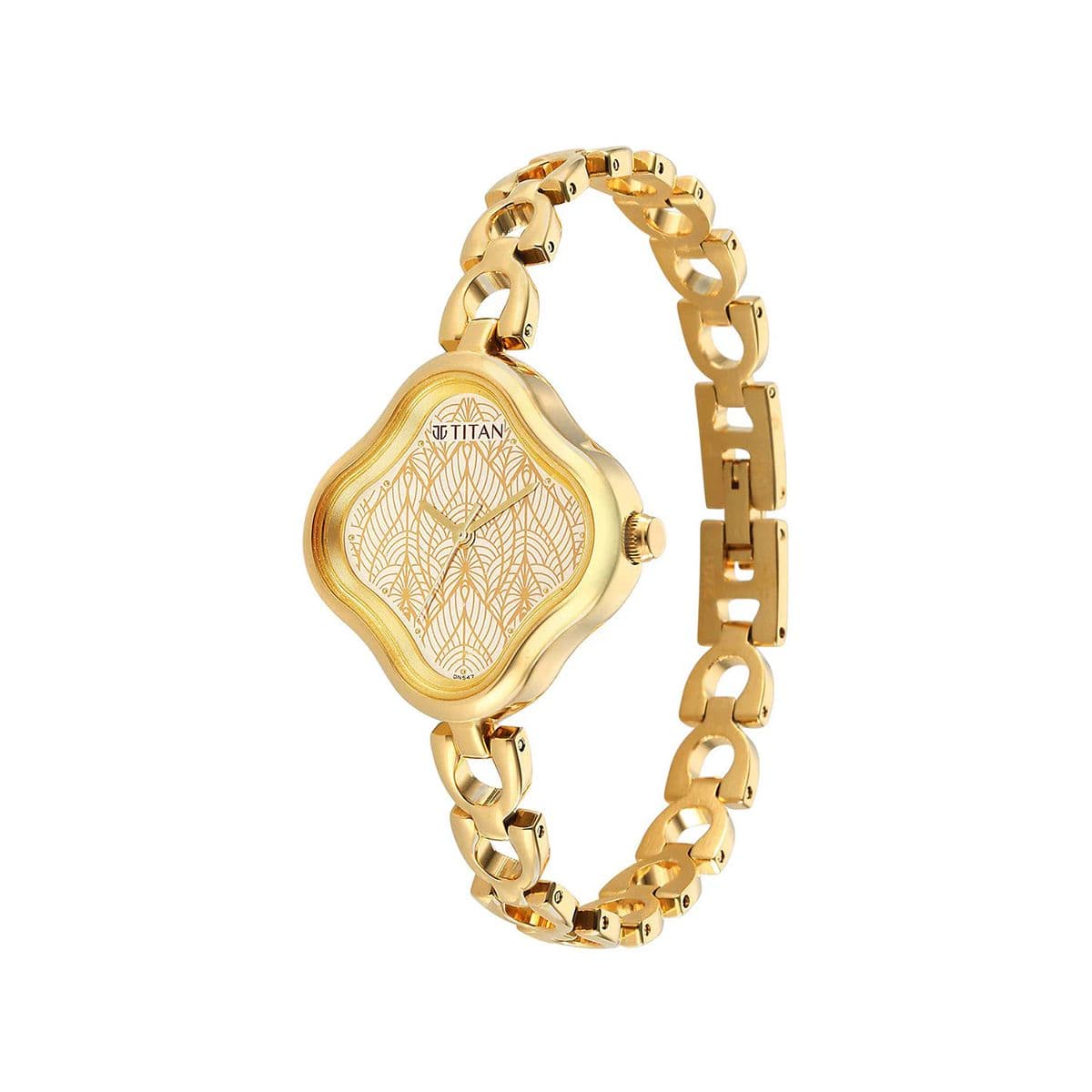 Titan Karishma Beige Dial Analog Metal Strap Watch for Women