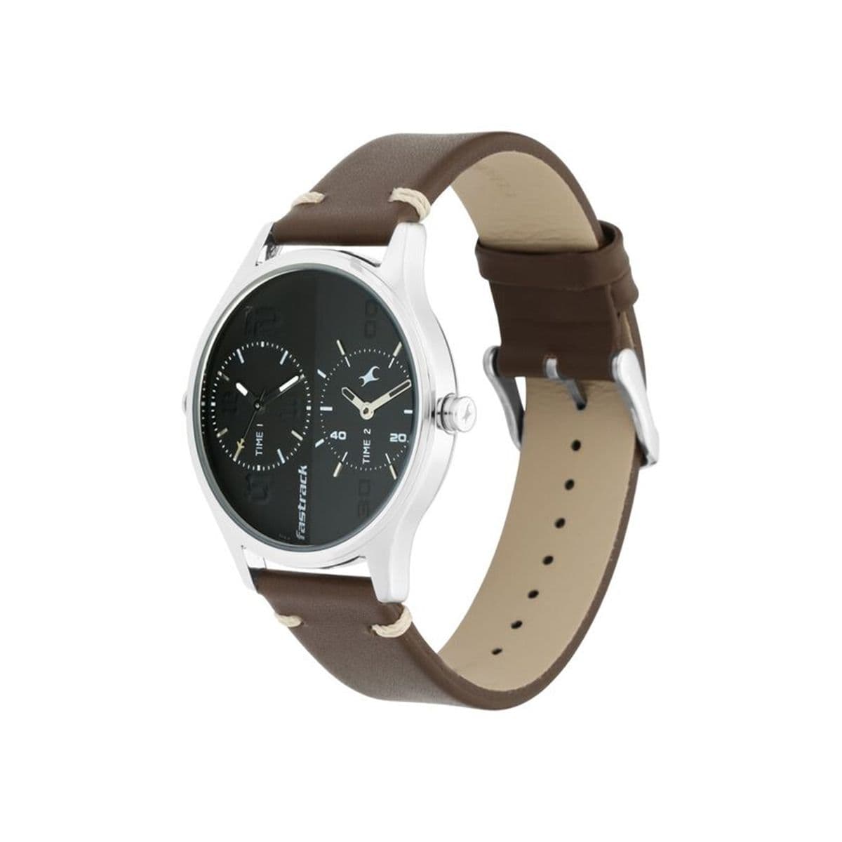 Fastrack Tripster Quartz Analog Bicolour Dial Leather Strap Watch for Guys