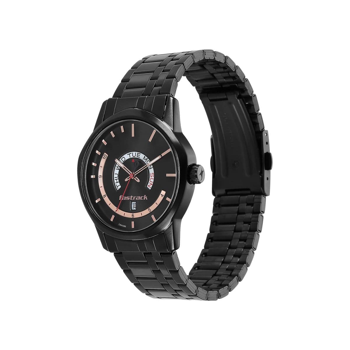 Fatrack Exuberant Black Dial Stainless Steel Strap Watch for Guys