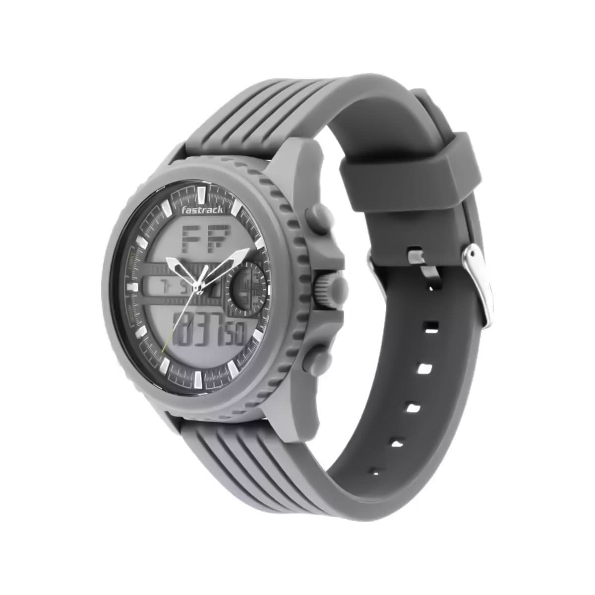 Fastrack Streetwear Quartz Analog Digital Grey Dial PU Strap Watch for Guys