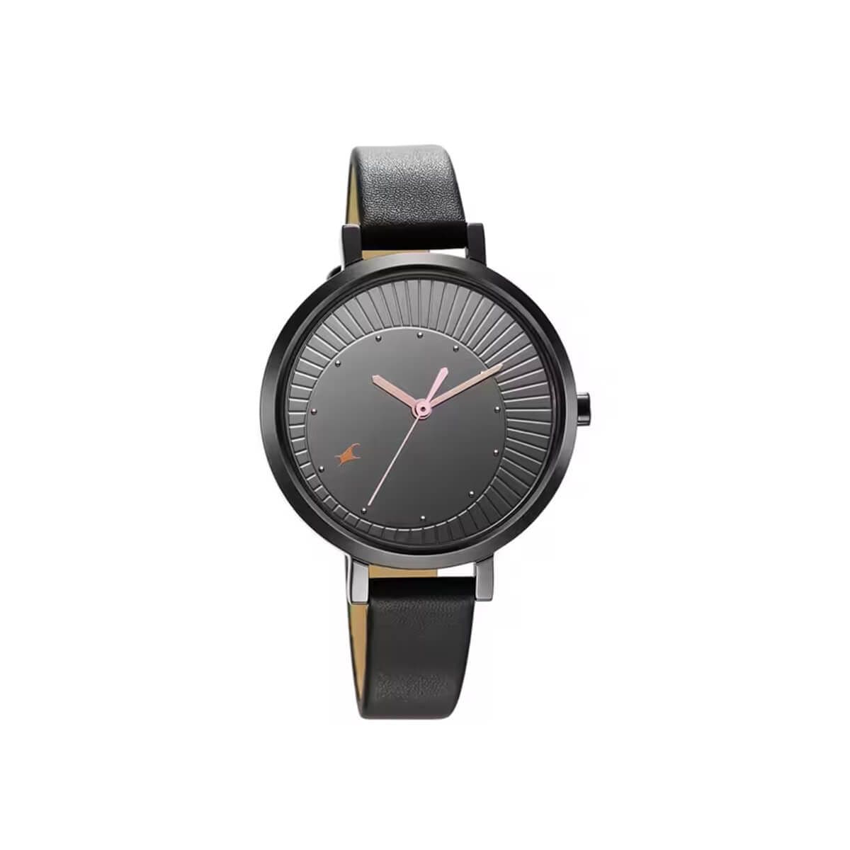 Fastrack Style Up Black Dial Leather Strap Watch for Girls