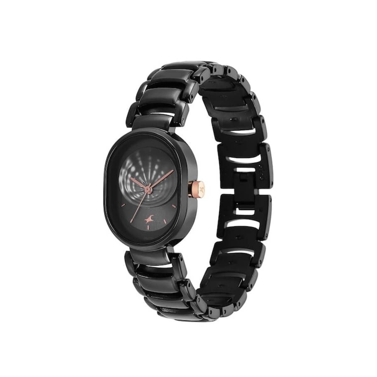 Fastrack Uptown Retreat Quartz Analog Black Dial Metal Strap Watch for Girls