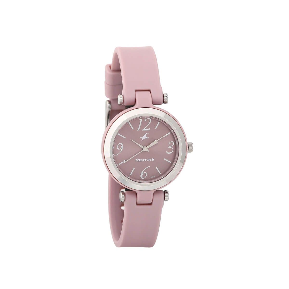 Fastrack Trendies Quartz Analog Pink Dial Silicone Strap Watch for Girls