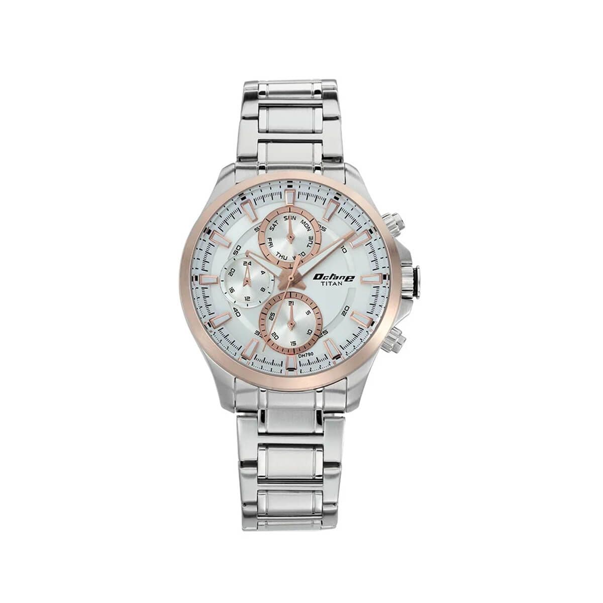 Titan Octane White Dial Quartz Multifunction Stainless Steel Strap watch for Men