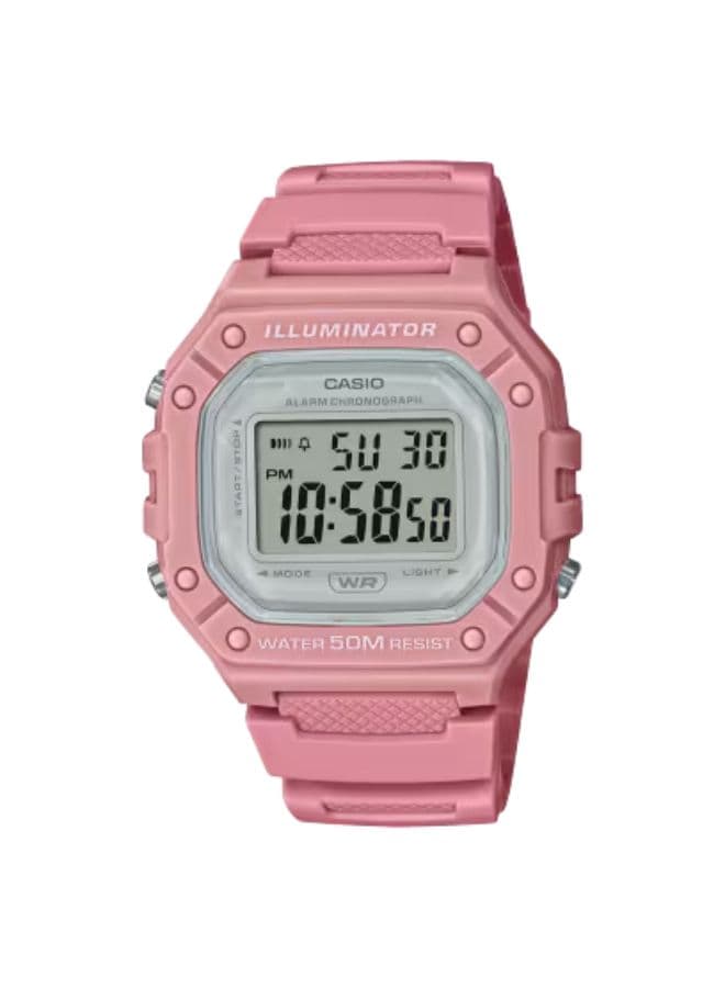 Casio Women's Watch, Digital Display and Resin Strap - W-218HC-4AVDF