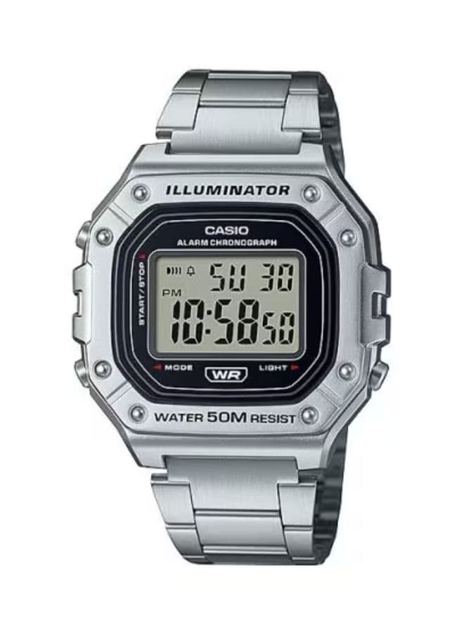 Casio Men's Watch, Digital Display and Stainless Steel Strap - W-218HD-1AVDF