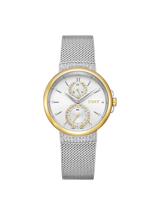 Ecstacy Women's Watch, Multi Function Display and Stainless Steel Strap - E23603-TMSS