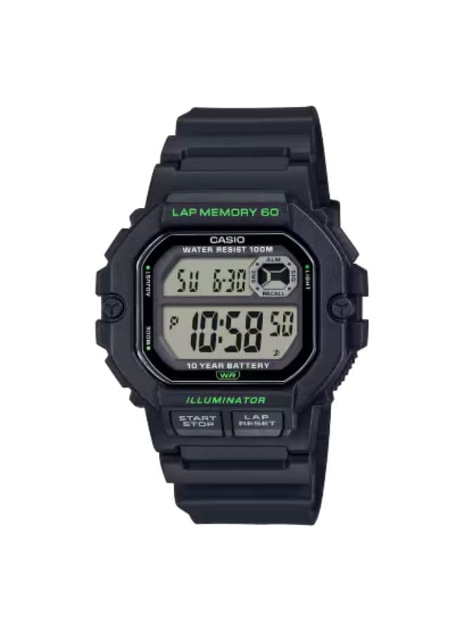 Casio Men's Watch, Digital Display and Resin Strap - WS-1400H-1AVDF